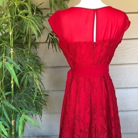 Julian Taylor Dresses & Skirts - Julian Taylor NY Red Sheer & Lace Dress